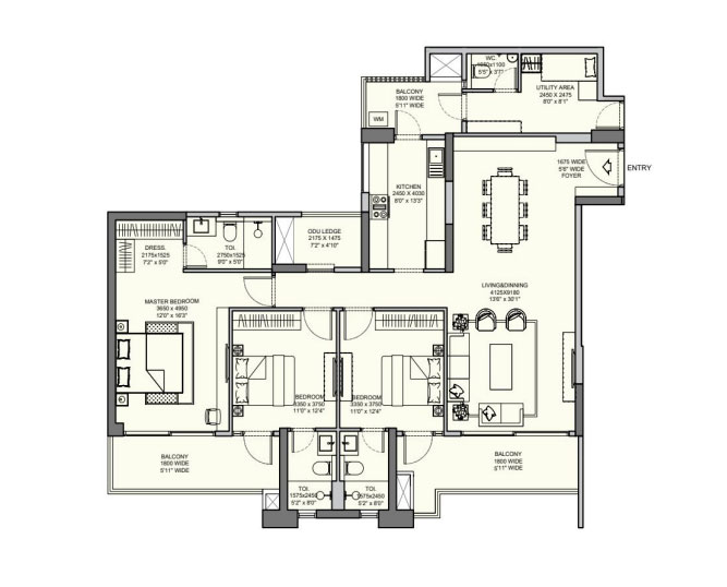 3.5 BHK Floor Plan