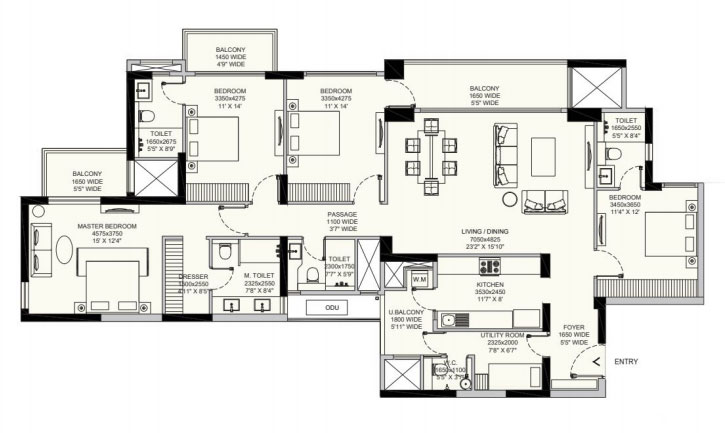 4 BHK Floor Plan