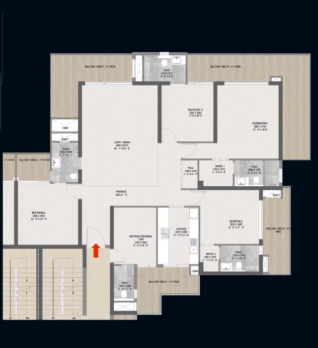 4 BHK Floor Plan